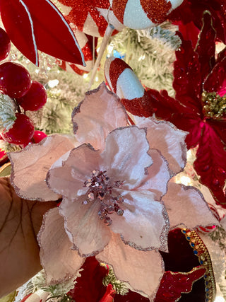 Pink Glitter Edge Clip-On Magnolia - Holiday Decor