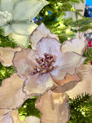 Pink Glitter Edge Clip-On Magnolia - Holiday Decor