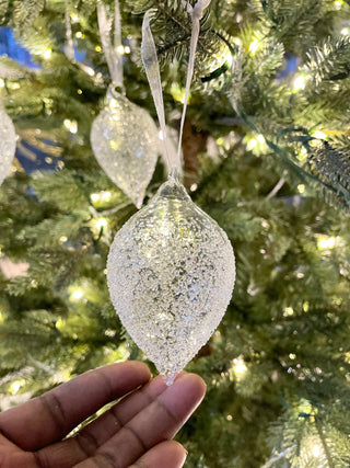 Glass Teardrop Christmas Ornaments - Set of 3