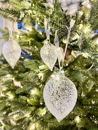 Glass Teardrop Christmas Ornaments - Set of 3