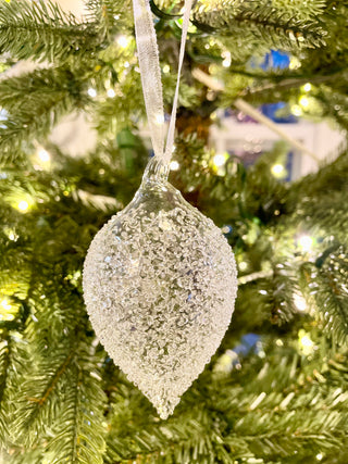 Glass Teardrop Christmas Ornaments - Set of 3