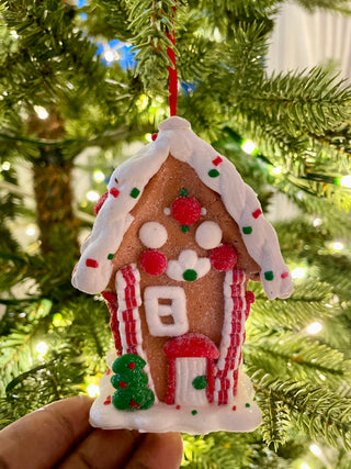 Gingerbread House Clay Dough Christmas Ornaments - Holiday Decor