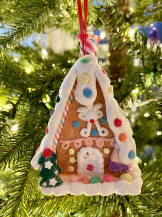 Gingerbread House Clay Dough Christmas Ornaments - Holiday Decor