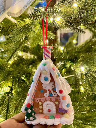 Gingerbread House Clay Dough Christmas Ornaments - Holiday Decor