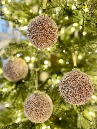 Rose Gold Beaded Glass Christmas Ornament (Set Of 4)