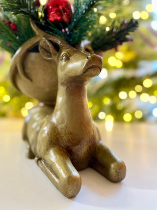 Gold Seating Reindeer - Holiday Decor