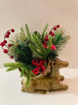 Gold Seating Reindeer - Holiday Decor