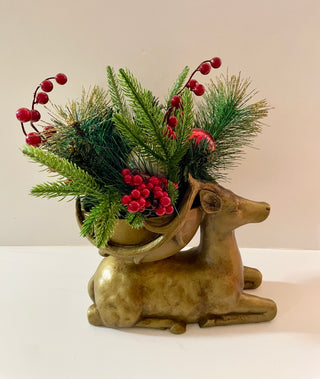 Gold Seating Reindeer - Holiday Decor