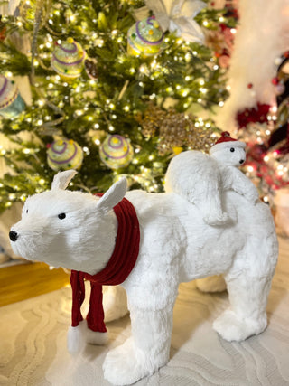 Large Walking Polar Bear Mom and Baby - Arctic Animal Figurines, Winter Wonderland Decorations