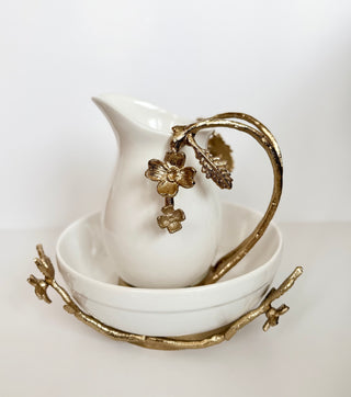 White & Gold Ceramic Serving Bowl - Salad Bowl