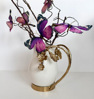 White and Gold Ceramic Pitcher