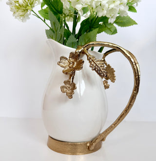 White and Gold Ceramic Pitcher