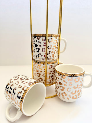 Gold Leopard Print Expresso Cups (Set of 4 Cups)