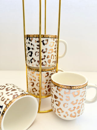 Gold Leopard Print Expresso Cups (Set of 4 Cups)