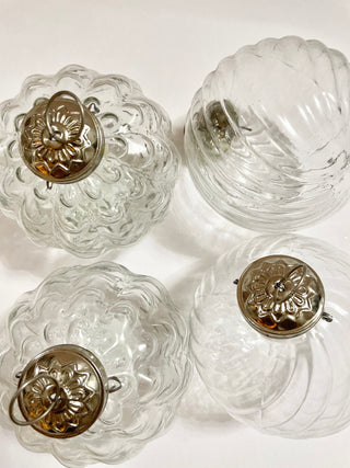 4" Clear Glass Ball Ornaments Set of 3