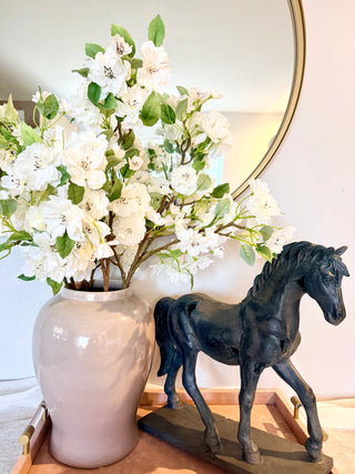 Crackle-Finish Black Horse Sculpture – Home Décor – Art Object