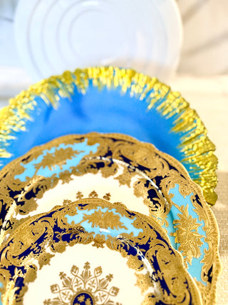 Blue & Gold Luxury Glass Charger ( Set of 4) High Quality