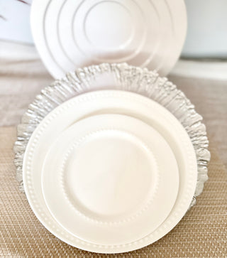 White & Silver Luxury Glass Charger ( Set of 4) High Quality