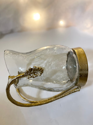 Glass Pitcher With Metal Flower Details