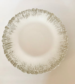 White & Silver Luxury Glass Charger ( Set of 4) High Quality