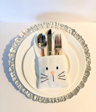 White & Silver Luxury Glass Charger ( Set of 4) High Quality