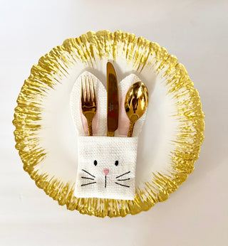 White & Gold Luxury Glass Charger ( Set of 4) High Quality