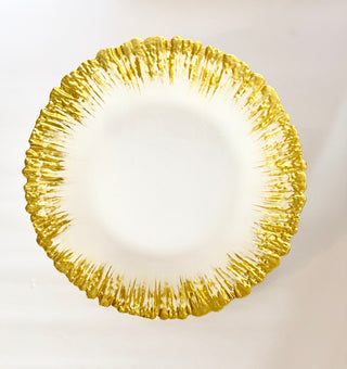 White & Gold Luxury Glass Charger ( Set of 4) High Quality