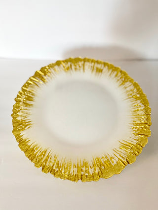 White & Gold Luxury Glass Charger ( Set of 4) High Quality