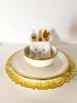 White & Gold Luxury Glass Charger ( Set of 4) High Quality