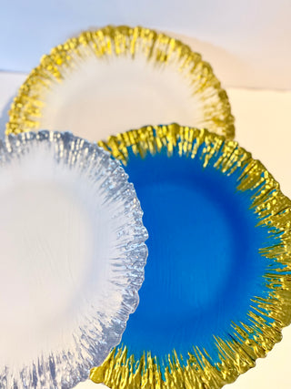 White & Gold Luxury Glass Charger ( Set of 4) High Quality