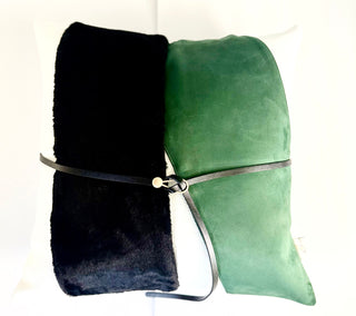 Set of 2 Decorative Cushions with Modacrylic Details + 2 Feather Inserts (22" x 22") Luxury Design By DesignedBy The Boss