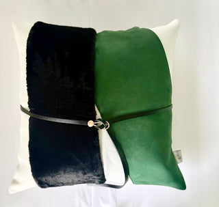 Set of 2 Decorative Cushions with Modacrylic Details + 2 Feather Inserts (22" x 22") Luxury Design By DesignedBy The Boss
