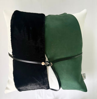 Set of 2 Decorative Cushions with Modacrylic Details + 2 Feather Inserts (22" x 22") Luxury Design By DesignedBy The Boss