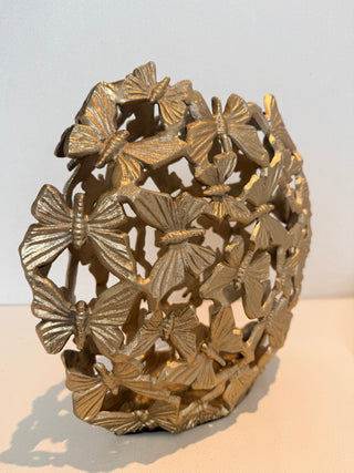 Oval Butterfly Vase in Gold Aluminum - Flower Vase