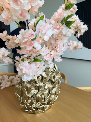 Oval Butterfly Vase in Gold Aluminum - Flower Vase