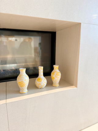 Set of 3 Mini Decorative Vases With Floral Patterns