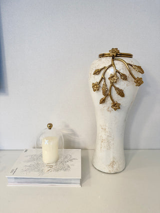 Large Decorative Vase Adorned With Flower