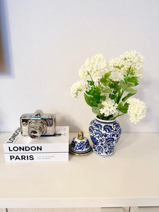 Set Set of 2 Beautiful Decorative Hardcover Books +  1 Decorative Ceramic Camera Sculpture