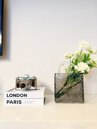 Glass Handbag Shape Vase - Flower Vase - Home Decor