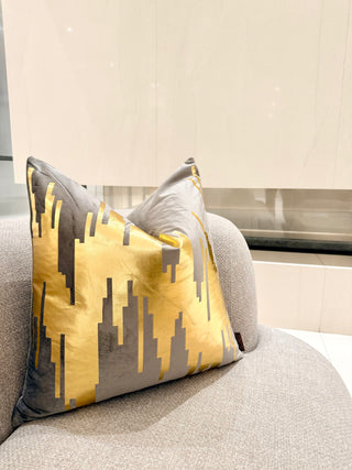 Grey Decorative Pillow Cover – With "Gold Drop" Accents – 22" x 22" – By DesignedBy The Boss