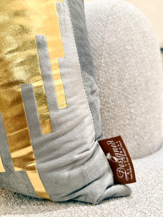 Grey Decorative Pillow Cover – With "Gold Drop" Accents – 22" x 22" – By DesignedBy The Boss