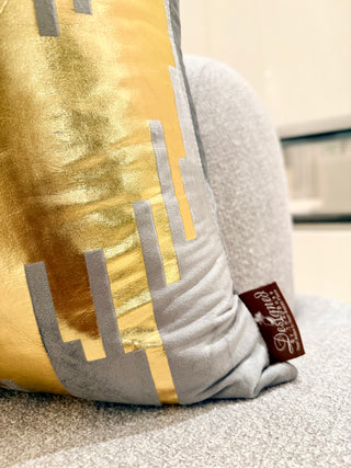 Grey Decorative Pillow Cover – With "Gold Drop" Accents – 22" x 22" – By DesignedBy The Boss