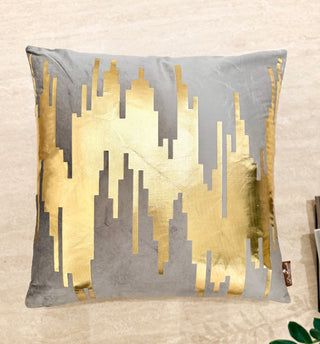 Grey Decorative Pillow Cover – With "Gold Drop" Accents – 22" x 22" – By DesignedBy The Boss