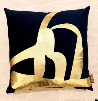 Decorative Black Pillow Cover with Gold Accents – 22" x 22"