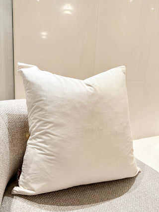 Off-White Decorative Pillow Cover with Wavy Gold Accents – 22" x 22"