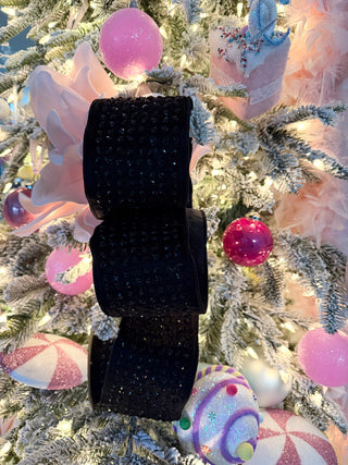 Luxury Black Jewel Velvet Ribbon - Holliday Decor Width 4 in