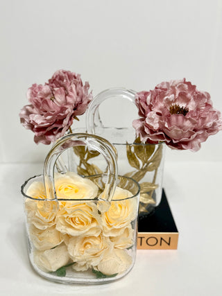 Glass Handbag Shape Vase - Flower Vase