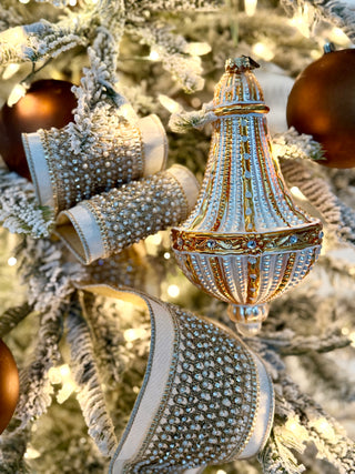 8"H Glass Gold Chandelier Ornament - Home Décor -Holliday Decor