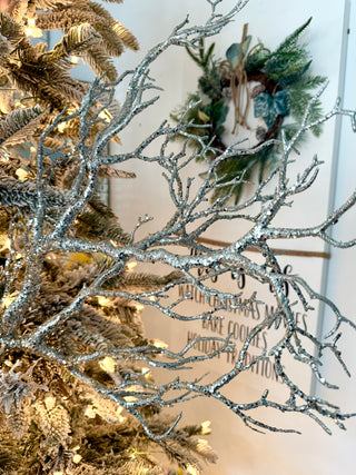 X-Large Silver Sparkle Twig Branch - Holiday Decor