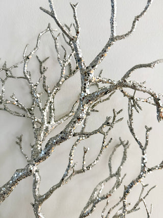 X-Large Silver Sparkle Twig Branch - Holiday Decor